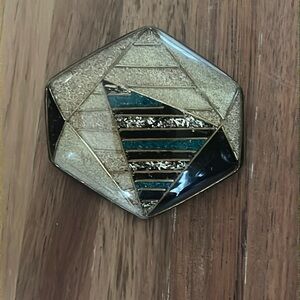 VINTAGE Abstract Lucite Brooch Hexagon Shaped